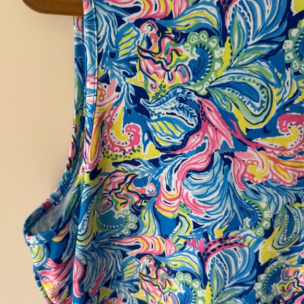 Stella Parker Sport Sleeveless Pasley Sheath Dress - Large - Blue Pink Green - Picture 6 of 7